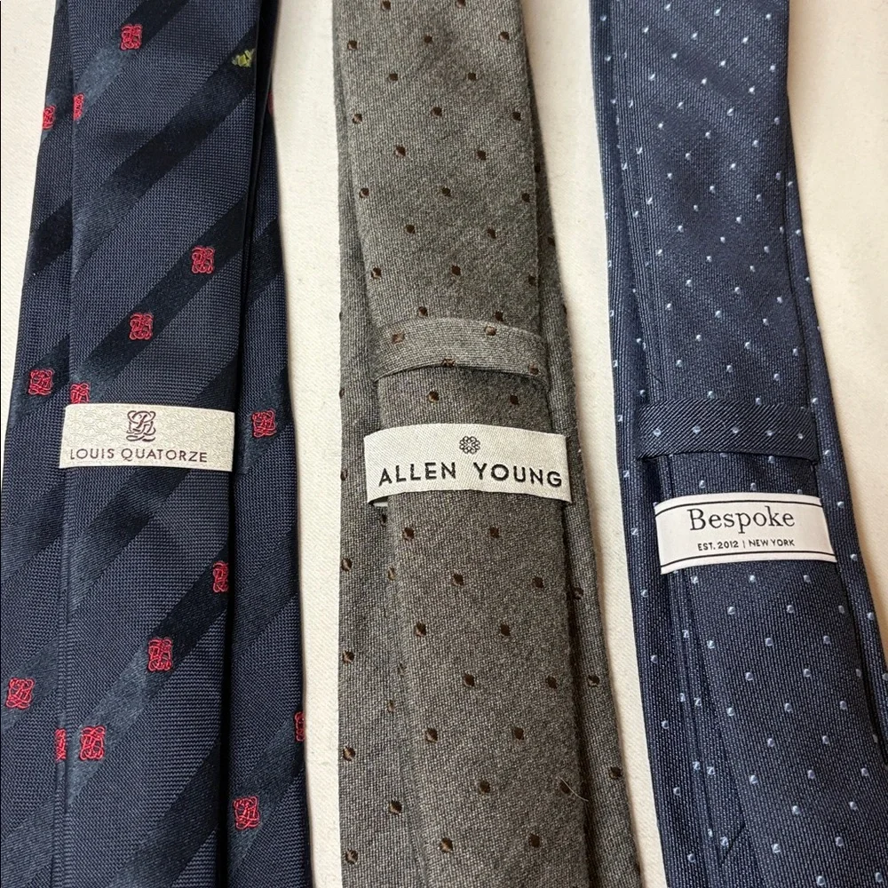 Allen Young, Bespoke, Louis Quatorze Lot Silk and Cotton Narrow Ties